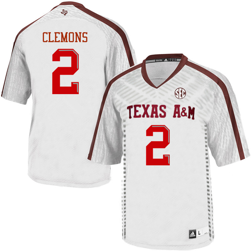 Men #2 Micheal Clemons Texas A&M Aggies College Football Jerseys Sale-White